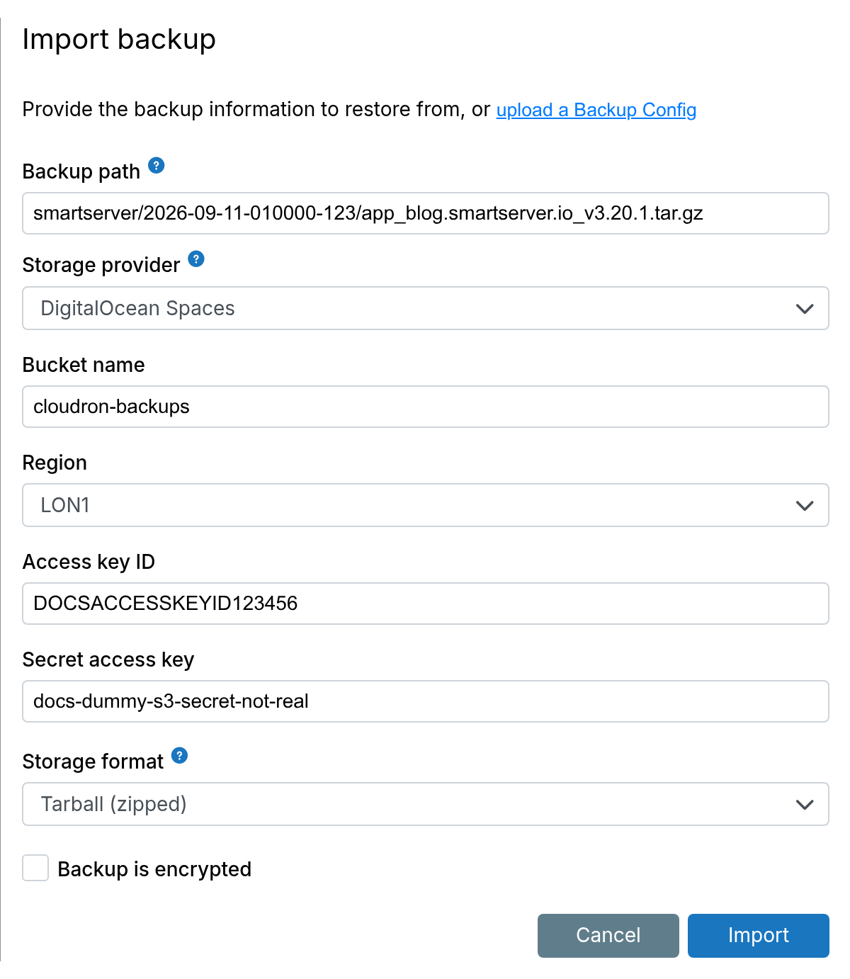 App Import Dialog