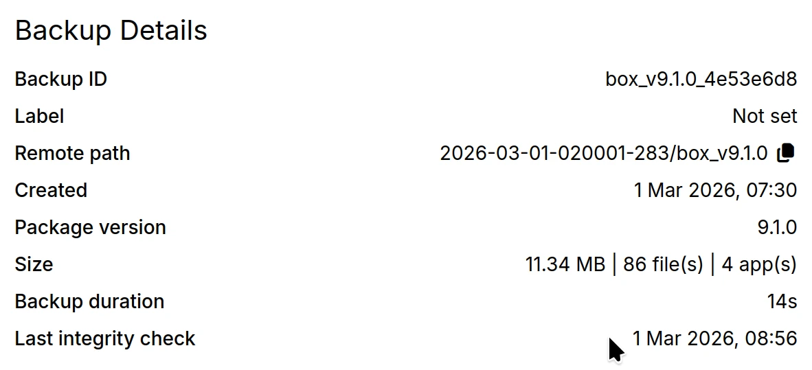 Check integrity last check