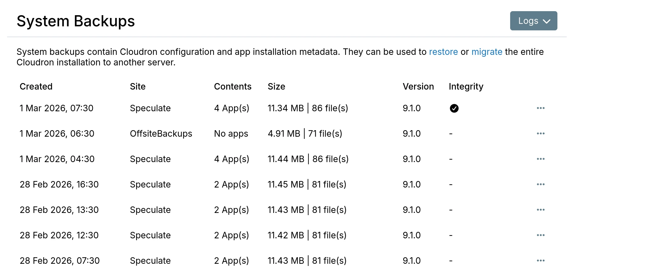 Check integrity success