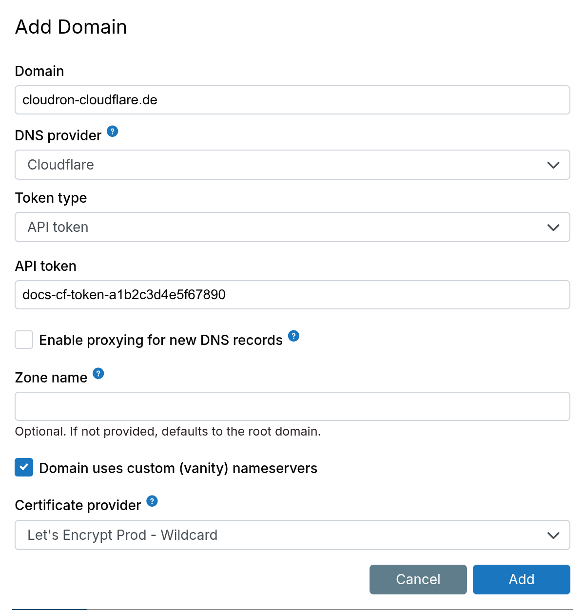Custom Nameservers