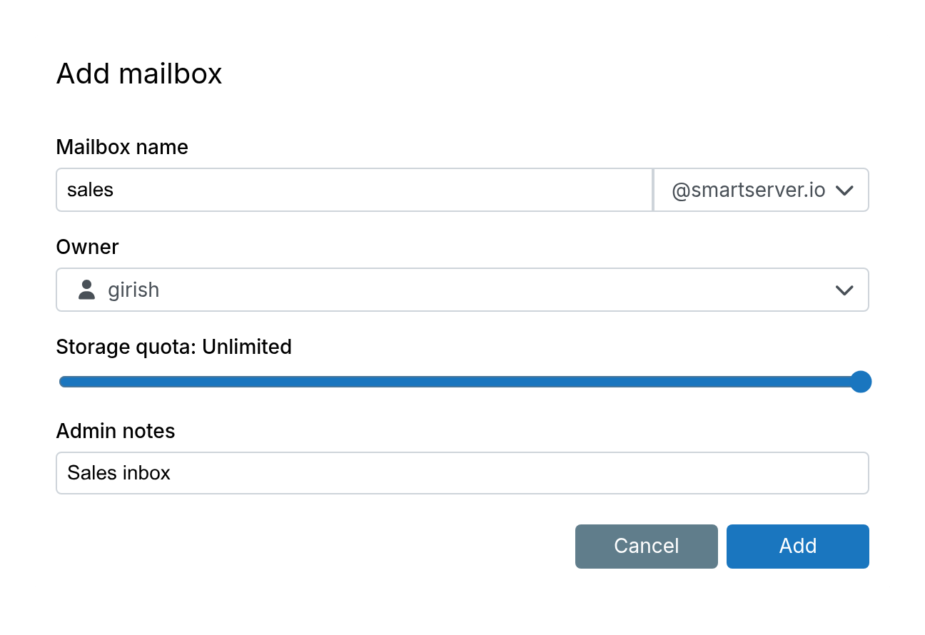Mail Add Mailbox