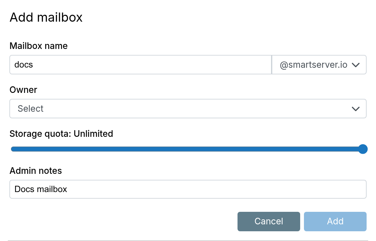 Mail Add Mailbox