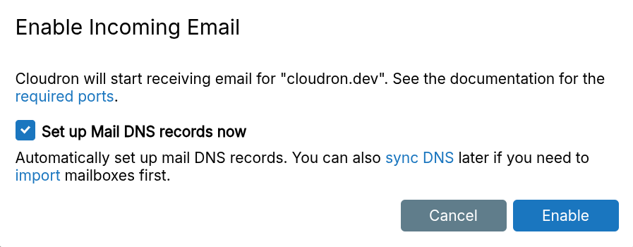 Mail Enable Confirm