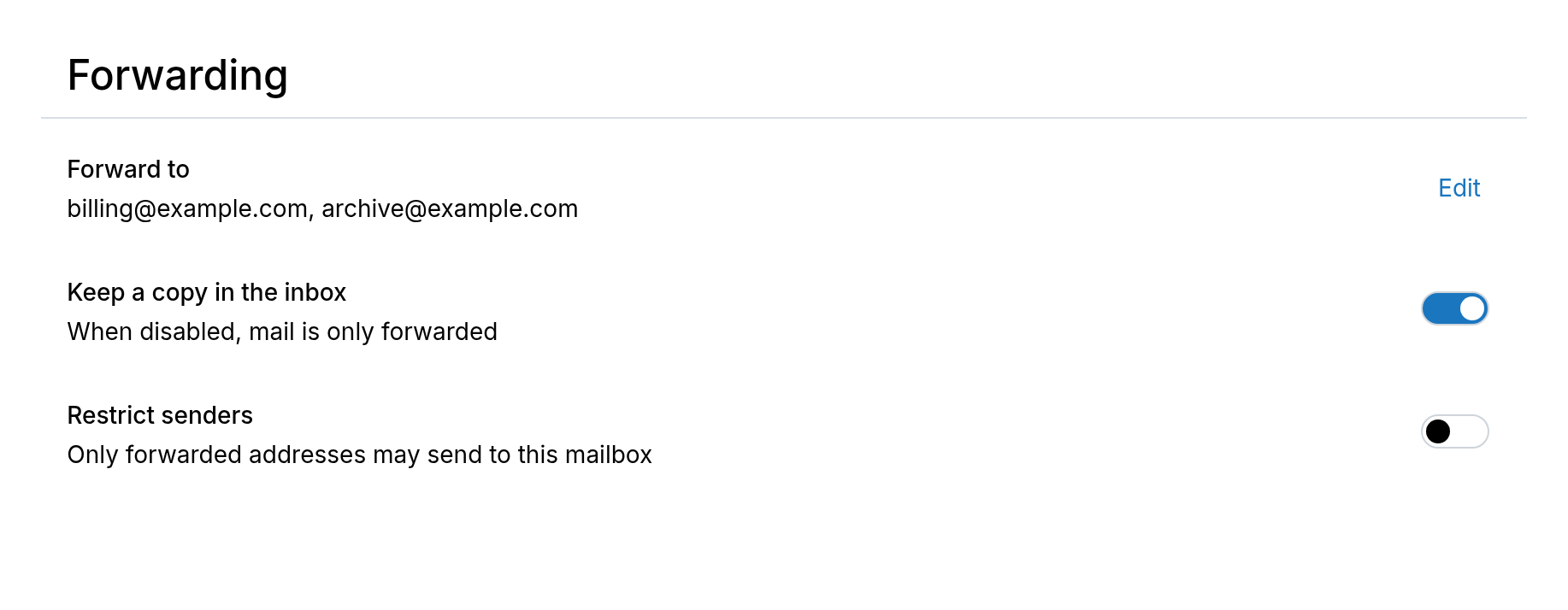 Forwarding options