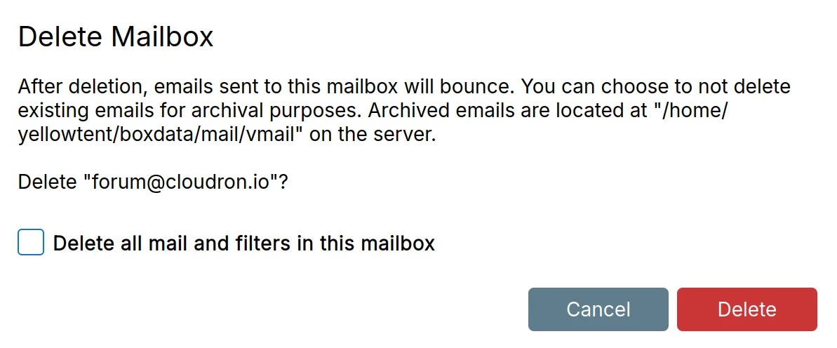 Remove Mailbox Confirm