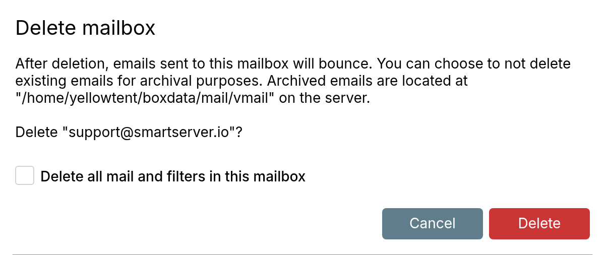 Remove Mailbox Confirm