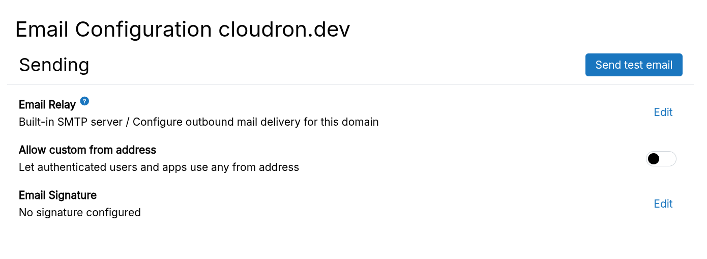 Send Test Email Button