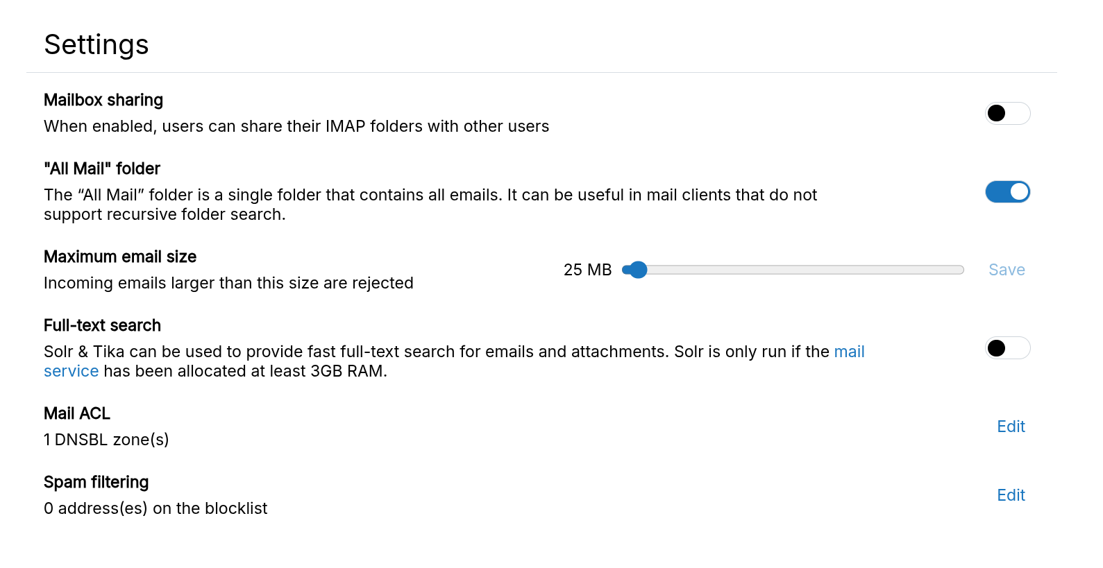 Virtual All Mail Setting