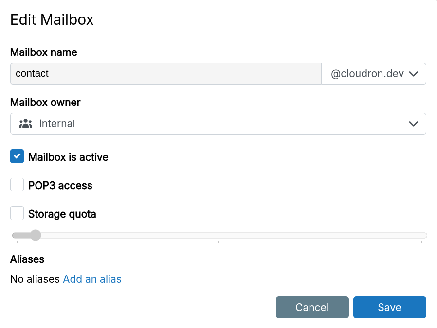 Mail Disable Mailbox