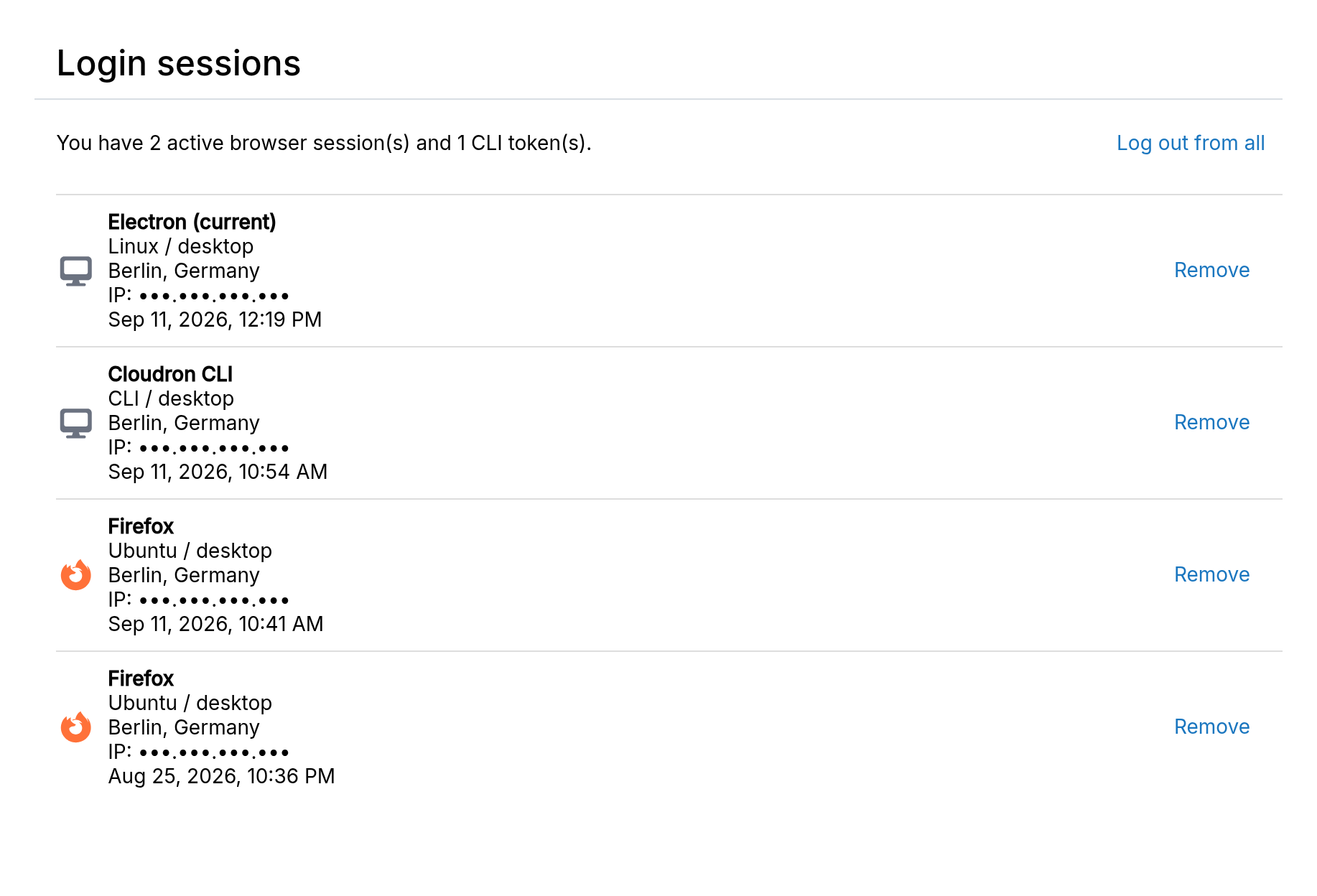 Login sessions