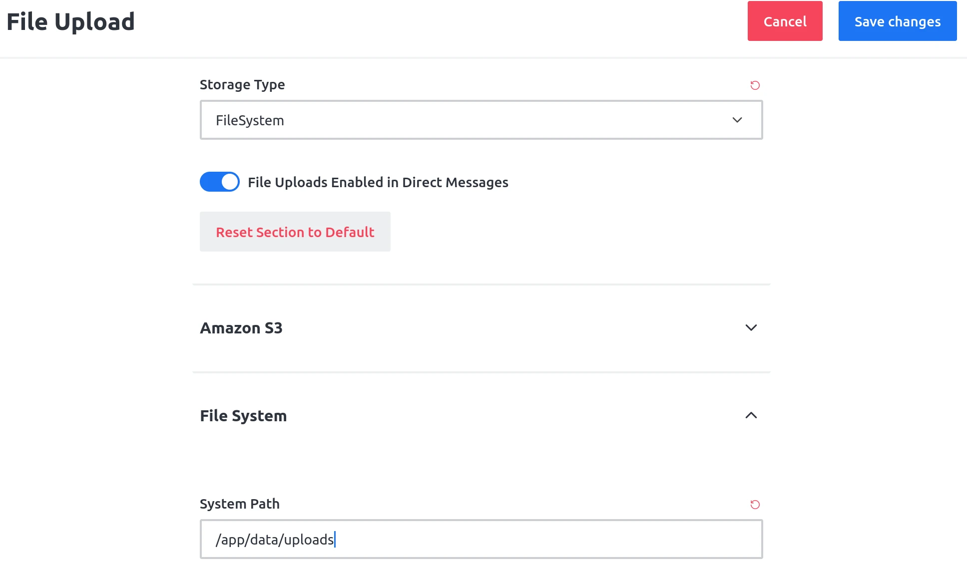 Rocketchat Upload Path