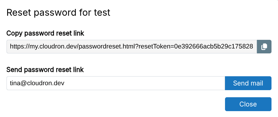Users Copy Password Reset Link