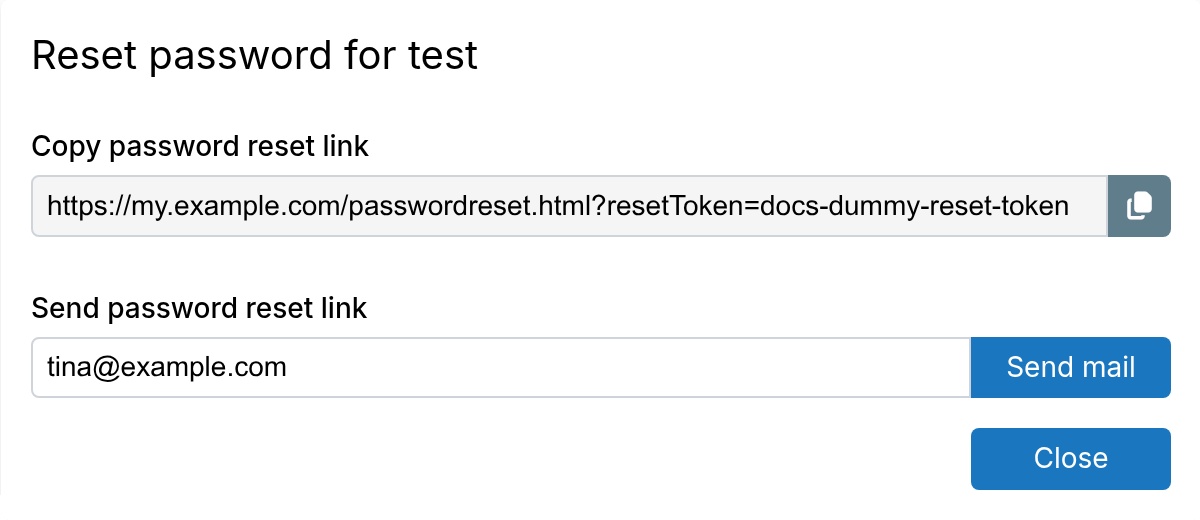 Users Copy Password Reset Link