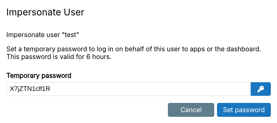 Users Impersonate Password