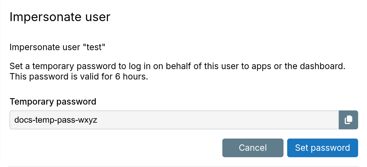 Users Impersonate Password
