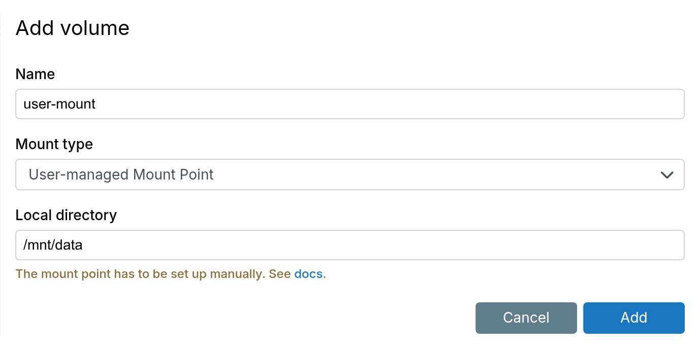 User-managed Mount Point